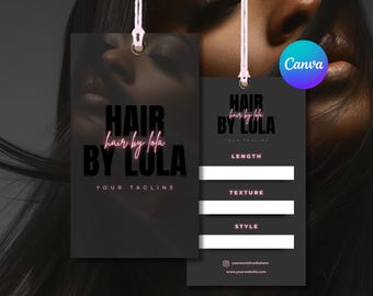 Hair Tag Template, Editable Hair Tag, DIY Hair Hang Tag Design, Hair Extension Tags, Hair Business Tags, Hair Packaging, Hair Branding Kit