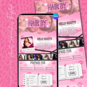 Acuity Scheduling Template Hair, Hair Stylist Acuity Scheduling Template, Hair Stylist Branding, Hair Stylist Website, Dark Canva Template