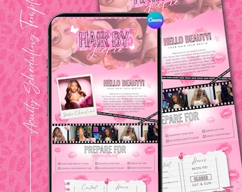 Acuity Scheduling Template Hair, Hair Stylist Acuity Scheduling Template, Hair Stylist Branding, Hair Stylist Website, Dark Canva Template