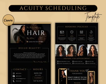 Hair Stylist Acuity Scheduling Template: Dark Canva Design (Digital Download)