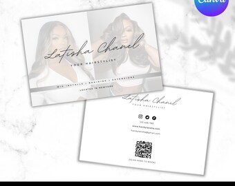 Hair Business Card Template - Editable Beauty Salon Canva Template for Hairstylists - Modern Luxury Clean Design