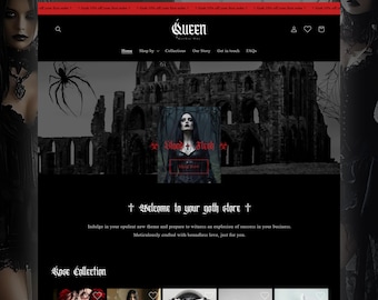 Goth Shopify Theme | Dark Victorian Website Template | Grunge Goth Shopify 2.0 Design for POD, Jewelry, Clothing, Digital, Tarot & Alt Brand