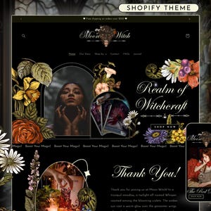 Dark Shopify Theme, Spiritual Shopify Theme, Witchy Shopify Theme, Herbalist Shopify, Shopify Herbarium, Magical Shopify Theme, Dark Boho