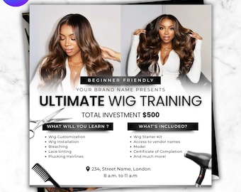 Folleto de capacitación en peluquería y belleza / Plantilla editable de Canva para clase magistral de salón