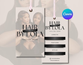 Hair Tag Template, Editable Hair Tag, DIY Hair Hang Tag Design, Hair Extension Tags, Hair Business Tags, Hair Packaging, Hair Branding Kit