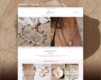 Shopify-themasjabloon voor sieraden | Luxe Shopify-themasjabloon | Boho Aesthetic Boutique-websiteontwerp | Minimaal en schoon Shopify-thema