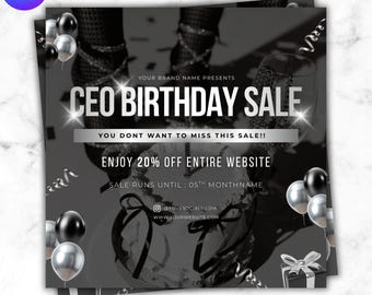 DIY CEO Birthday Sale Flyer Template Ceo Birthday Special Deal CEO birthday giveaway promo flyer Hair Stylist, Lash Tech, Nail Tech, Canva