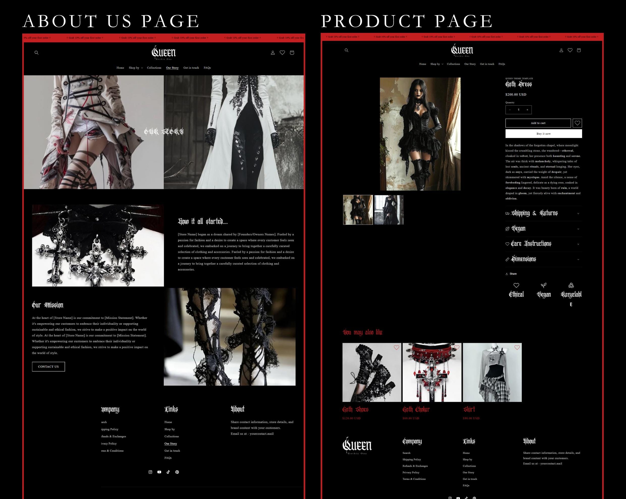 Goth Shopify Theme | Dark Victorian Website Template | Grunge Goth ...