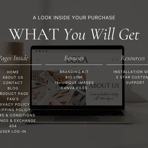Luxuriöses Shopify-Theme | Boutique-Website-Design in Weiß und Rosa | Anpassbare Shopify-Vorlage im Boho-Stil mit editierbaren Canva-Bannern | Shopify 2.0 Bild 8