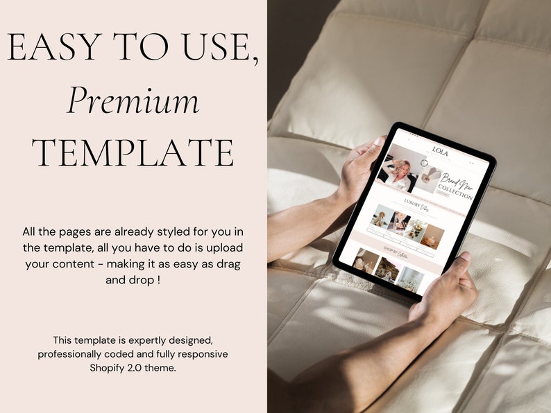Luxuriöses Shopify-Theme | Boutique-Website-Design in Weiß und Rosa | Anpassbare Shopify-Vorlage im Boho-Stil mit editierbaren Canva-Bannern | Shopify 2.0 Bild 3