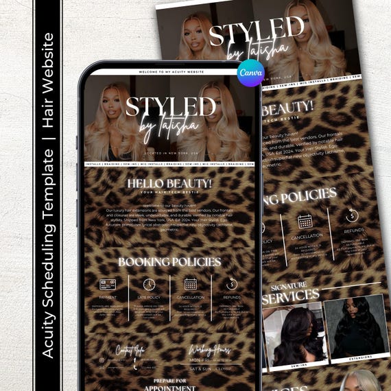 Acuity Scheduling Template Leopard, Hairstylist Website