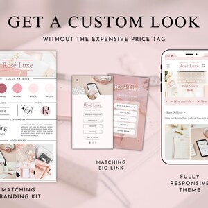 Pink Shopify Theme, Rose Gold Website Template Design, Feminine Shopify Theme Website, Shopify Store Banners, Luxury Shopify Website, Pink image 6