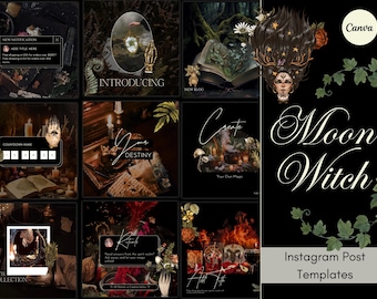 Spiritual Black Instagram Post Template, Gothic Instagram Post Template, Black Mystical Canva Template, Witchy Instagram Post Template, Herb