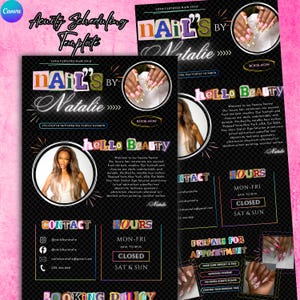 Acuity Scheduling Canva Template for Nail Tech, Nails tech booking site, Nails Acuity Scheduling Template, Nails website template, Nail tech