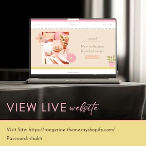 May include: A laptop displays a website with a pink and beige color scheme. The website promotes a new collection launch with floral accents. The text "VIEW LIVE website" is at the bottom of the image.