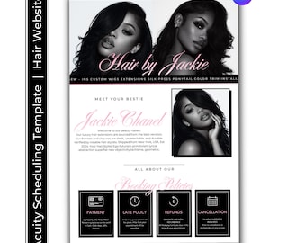 Luxury Acuity Scheduling Template Hair Stylist, Nail tech, Lashes, Braids, Wig, Makeup Booking Website | Editable in Canva