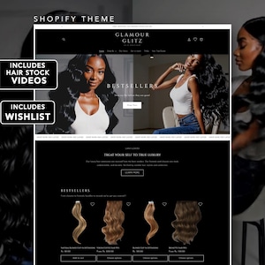 Luxury Hair Shopify Theme Template, Premade hair website, Shopify hair brand website template, luxury Hair stock images, Hair stock videos