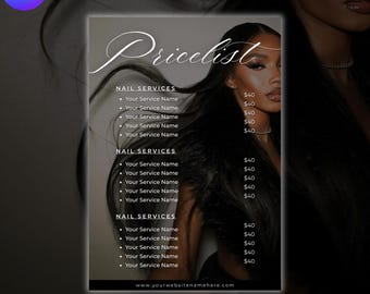 Editable Beauty Salon Pricelist Flyer | A5 Price Menu (Canva)