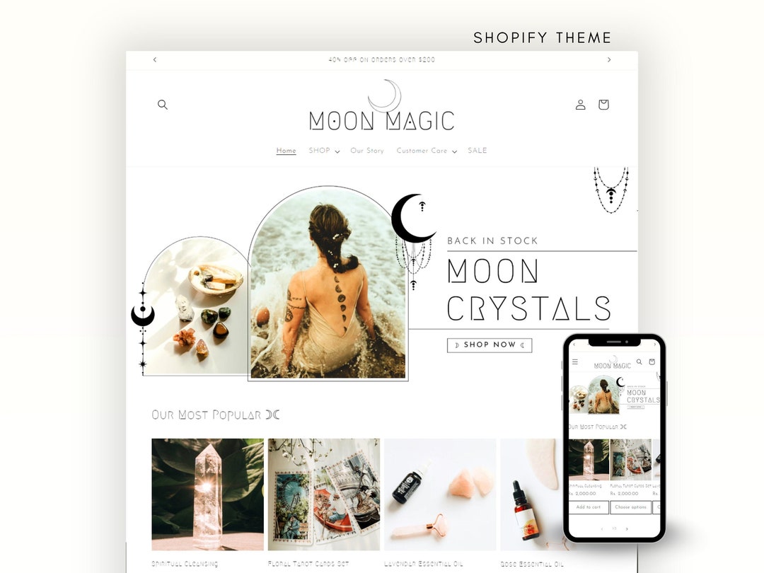 Spiritual Shopify Theme Template, Boho Crystal Design - Etsy