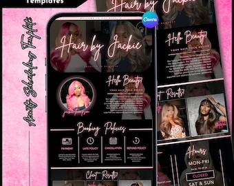 Hair Stylist Acuity Scheduling Template: Dark Chic Canva Design
