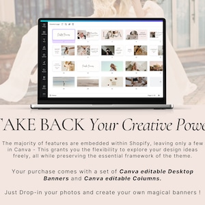 Luxuriöses Shopify-Theme | Boutique-Website-Design in Weiß und Rosa | Anpassbare Shopify-Vorlage im Boho-Stil mit editierbaren Canva-Bannern | Shopify 2.0 Bild 6