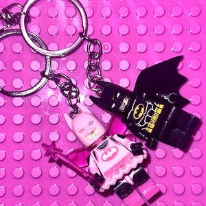 Couples Matching Keyring set Mini Bat Fairy Pink Black Gift