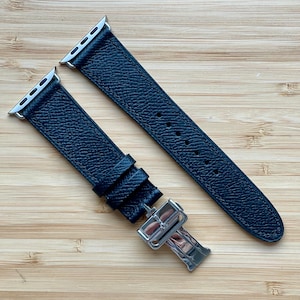 Apple Series 10 Handmade Black Epsom Leather Hermes Inspired Watch Strap