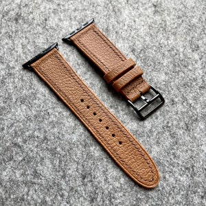 Apple Series 10 Handmade Tan Mysore Goatskin Hermes Inspired Watch Strap