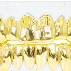 20 Tooth 10K Gold Grillz Set – Top & Bottom Custom Fit | Real Gold Mouthpiece | Custom Gold Teeth