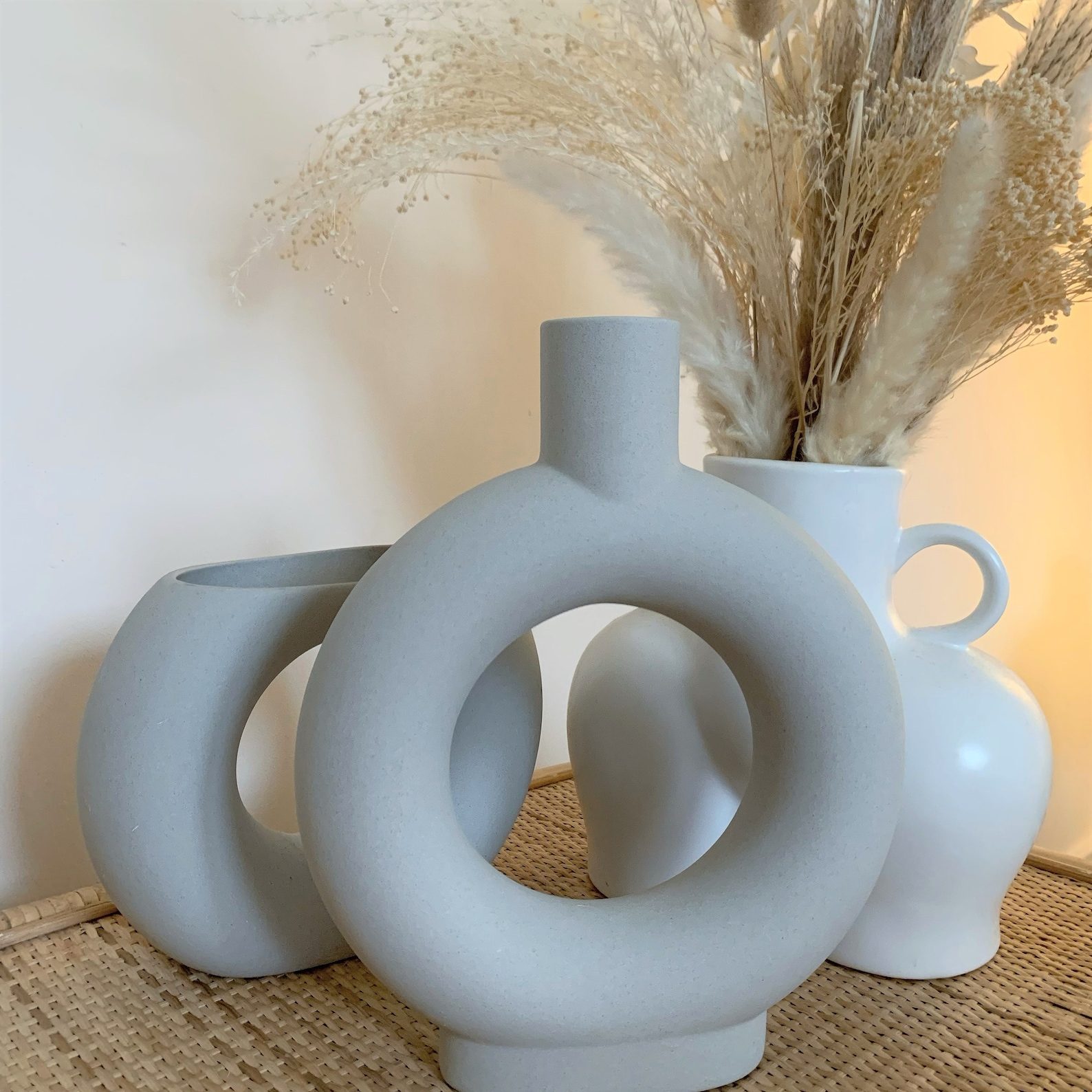 Ceramic Circle Vase Nordic Donut Flower Vase White Etsy