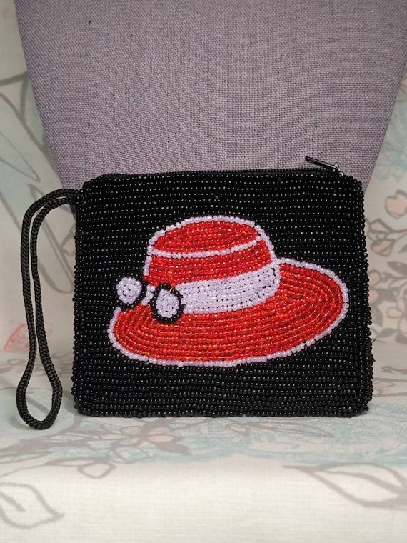 Vintage Handmade Red Hat Coin Purse