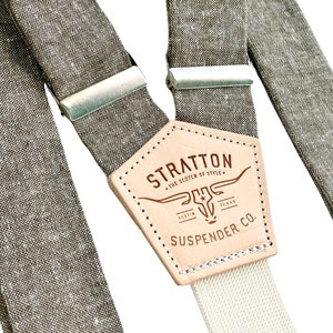 Olive Linen Wedding Suspenders – A Modern Alternative to Clip-Ons | Formalwear, Groomsmen Gift, and Modern Menswear