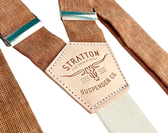 Roasted Pecan Hand-Woven Suspenders – Rustic Button-On Wedding Suspenders for Groom & Groomsmen | Handmade in Texas Formal Braces