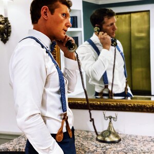 Stratton Suspender Co. Blue Polka Dot Suspenders with Magnetic Clasps