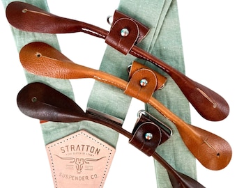 Pistachio Green Linen Suspenders – Handmade Button-On Braces for Summer Weddings, Groomsmen, Garden Ceremonies & Spring Formalwear