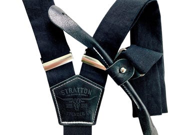 Monochrome Black Linen Suspenders – Handmade in Texas | Wedding Braces for Groom, Groomsmen & Classic Formalwear