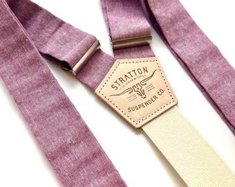 Dusty Mauve Wedding Suspenders, Formal Menswear Braces for Groom & Groomsmen, Handmade Button-On Suspenders, Rustic Fall Groomsmen Gift Idea