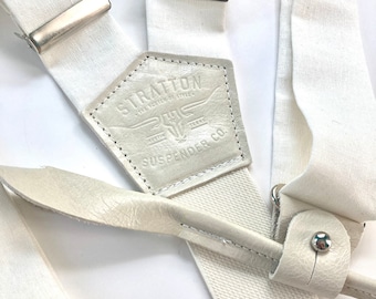 Tuxedo White BUTTON ON Suspenders - Formal 2024 Edition