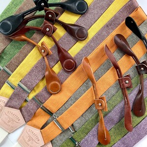 Bold Color Wedding Suspenders with Leather attachments