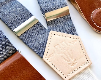 Denim Blue Women’s Suspenders – Handmade Linen Braces with Magnetic Clasps | Capsule Wardrobe & Americana Style Accessory