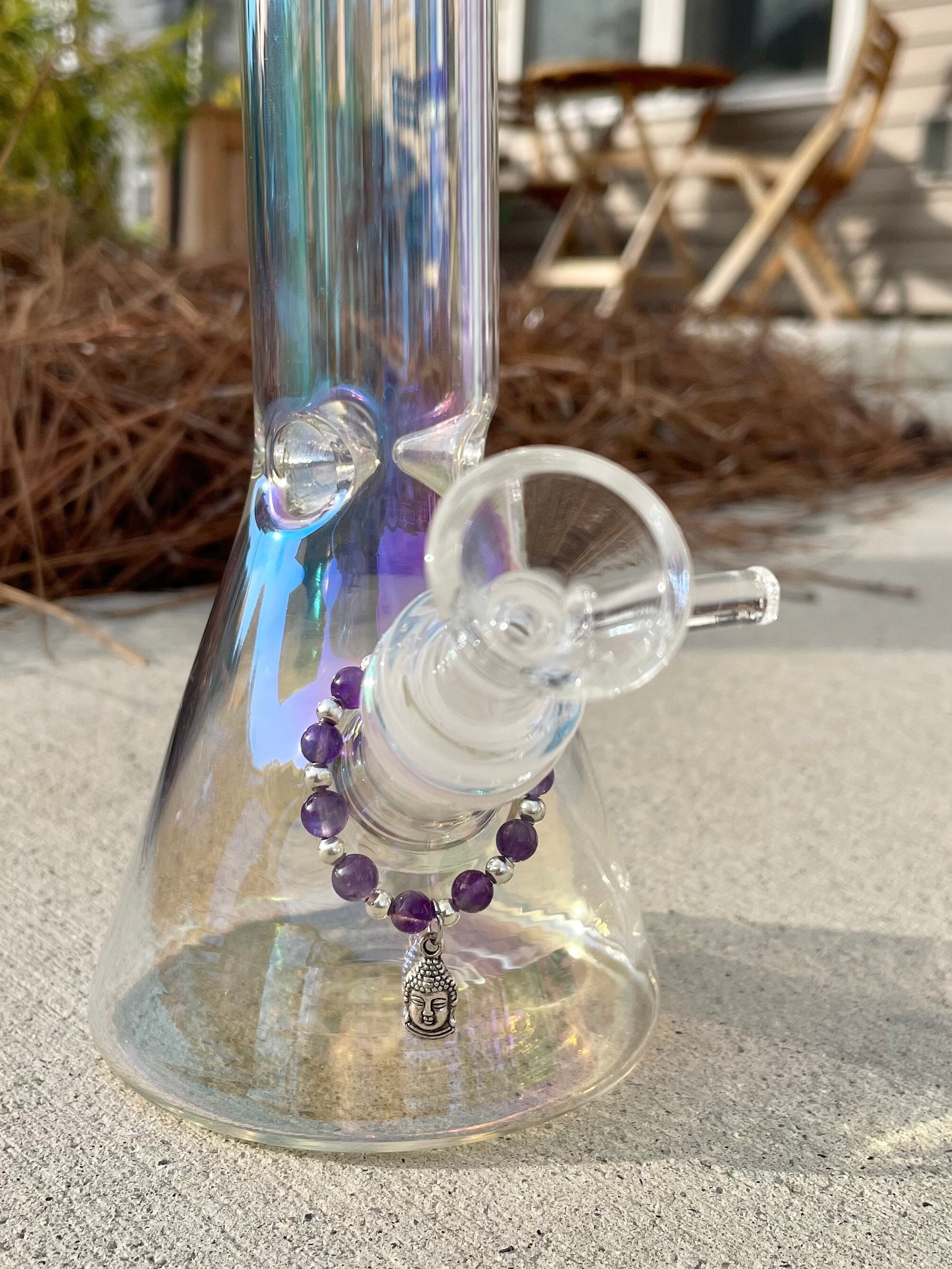 Glass Water Bong Pipe For Smoking Marijuana In White Studio