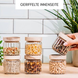 6er Set Gewürzgläser mit Muster und Holzdeckel 150ml Mini Vorratsdosen für Gewürzregale, Küchenschränke, Aufbewahrung & Vorratshaltung Bild 6