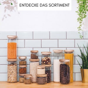 4er Set mini Vorratsgläser mit Holzdeckel 300ml mundgeblasen Gewürzgläser, Nachhaltige Vorratsdosen aus Glas/Aufbewahrungsdosen 画像 7