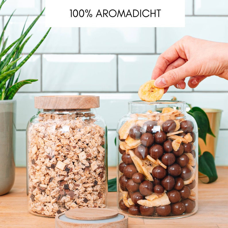 2er Set schöne Vorratsgläser mit Holzdeckel 1200ml im Landhausstil Aufbewahrung, Küchenschränke & Vorratshaltung Bild 3