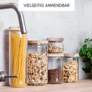 2er Set XL Vorratsgläser mit Holzdeckel 2000ml mundgeblasen Vorratsdosen, Küchen Aufbewahrungsgläser mit Holzdeckel, Große Glasbehälter Bild 5