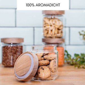 4er Set kleine Vorratsgläser mit Holzdeckel 500ml mundgeblasen mini Vorratsdosen & Gewürzgläser, kleine Aufbewahrungsgläser Bild 3