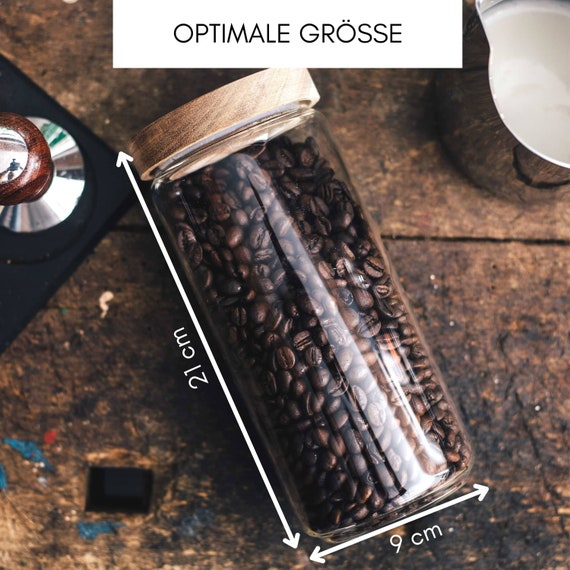 Set Di 4 Barattoli In Vetro Borosilicato Con Coperchio In Legno – 300 Ml, Per Conservare Pasta, Caffè, Spezie