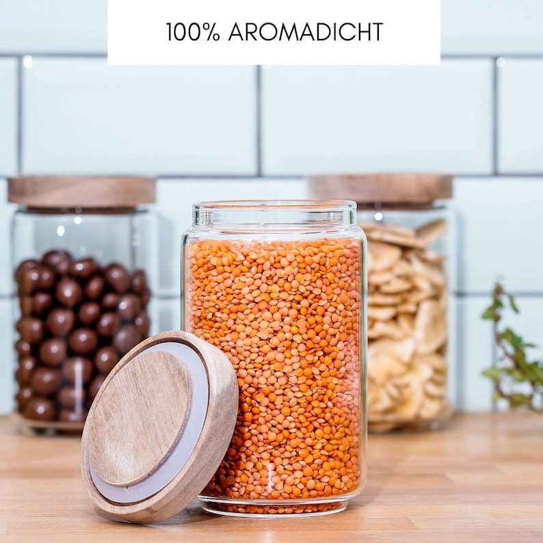 Set of 3 Stackable Storage Jars 700ml Mouthblown Storage Etsy