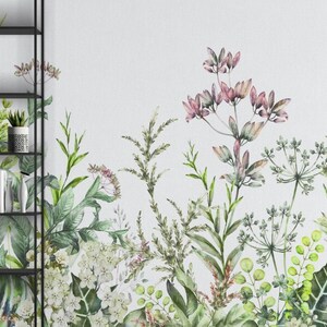 Aquarell Wildblumen und Eukalyptus Blumen, Peel and Stick Wandbild Poster Wanddekoration Floral Tapete Skandinavisches Design abnehmbar