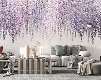 Beautiful Wisteria Vine Hanging, Wisteria Wallpaper, Wisteria Wall Mural, Peel and stick mural poster Wall decoration Floral Wallpaper